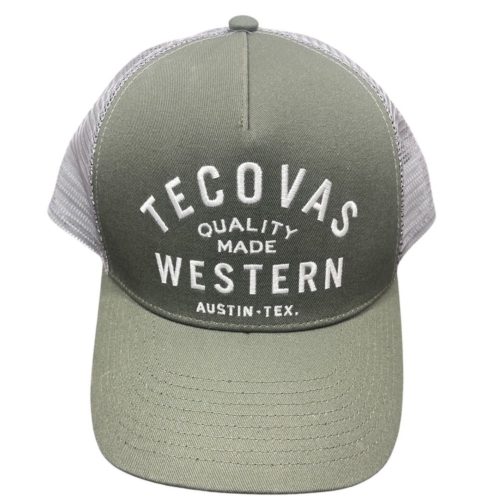 Tecovas Quality Made Western Trucker Hat Olive Green Grey Snapback Cap OS